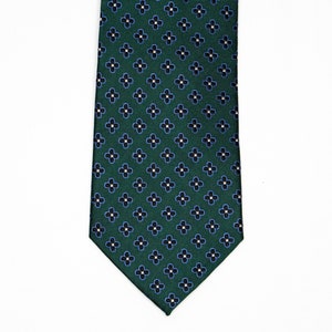 Emerald Green Tie Green Silk Tie Mens Green Floral Tie Silk Necktie Mens Green Wedding Tie Grooms Tie Blue Floral Tie Mens Flower Tie image 2