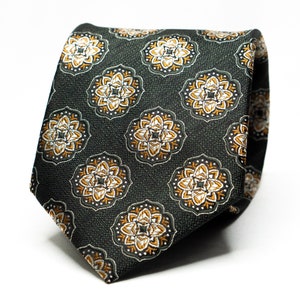 Dark Green Medallion Tie Green Tie Men Green Necktie Green Wedding Tie Mens Tie Suit Forest Green Tie Formal Tie