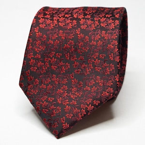 Burgundy Floral Tie Red Wine Floral Necktie Men&#39;s Red Wedding Tie Groom Burgundy Tie Groomsmen Party Tie Men&#39;s Suit Tie Gift for Him