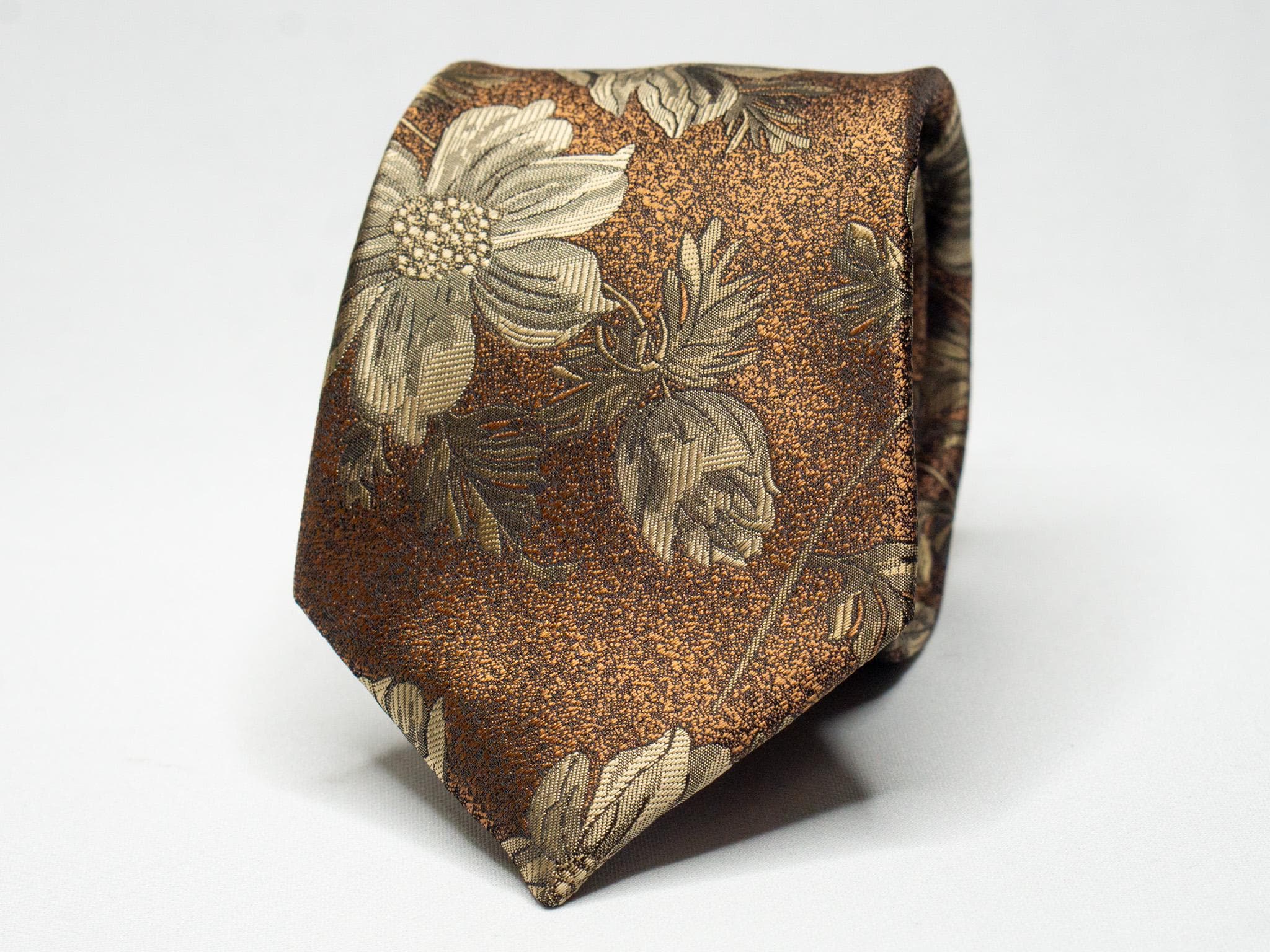 Burnt Orange Floral Tie Men's Copper Tie Groomsmen Bronze Necktie Groom Brown Tie Burnt Orange Necktie Gold Bronze Tie Wedding Party Tie