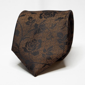Brown Floral Tie Men&#39;s Black Flower Necktie Groomsmen Wedding Tie for Groom Formal Event Suit Accessories for Men Gifts for Him