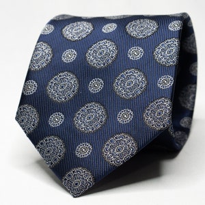 Navy Blue Medallion Tie Navy Blue Wedding Tie Groom Suit Tie Mens Gift Necktie Groomsmen Matching Tie Mens Navy Tie Best Man Tie Wedding Tie