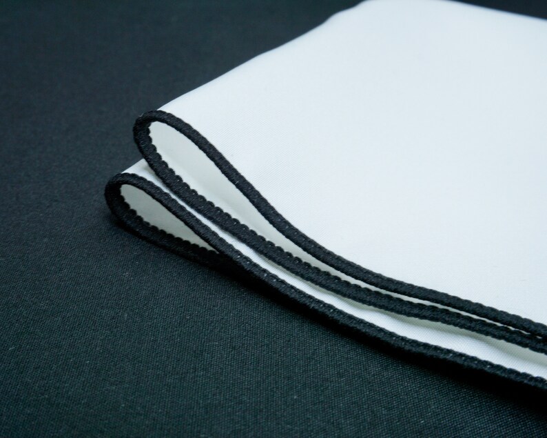White Pocket Square with Black Trim