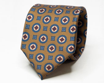 Brown Copper Medallion Tie Ancient Madder Necktie for Men Wedding Suit Groom Groomsmen Gift for Him