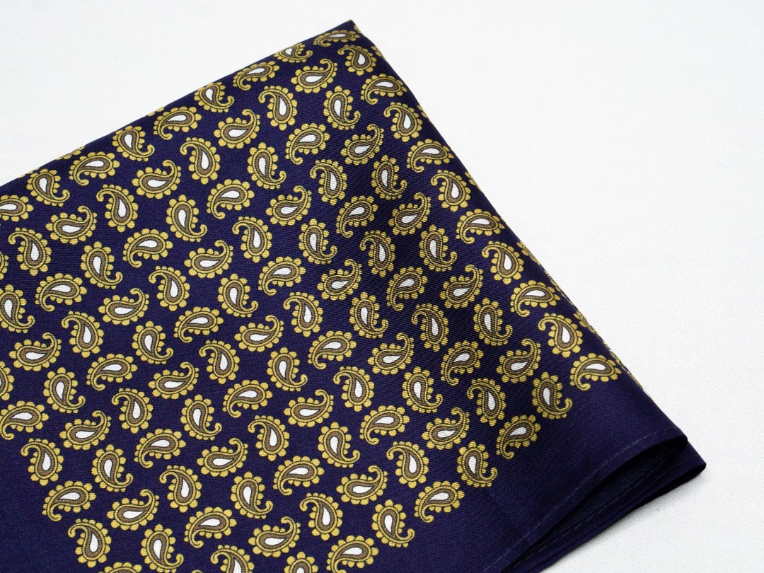 Mens Black & Maroon Paisley Silk Pocket Square