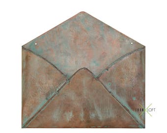 Copper Patina Metal Envelope 9"x10" Valentine Mailbox