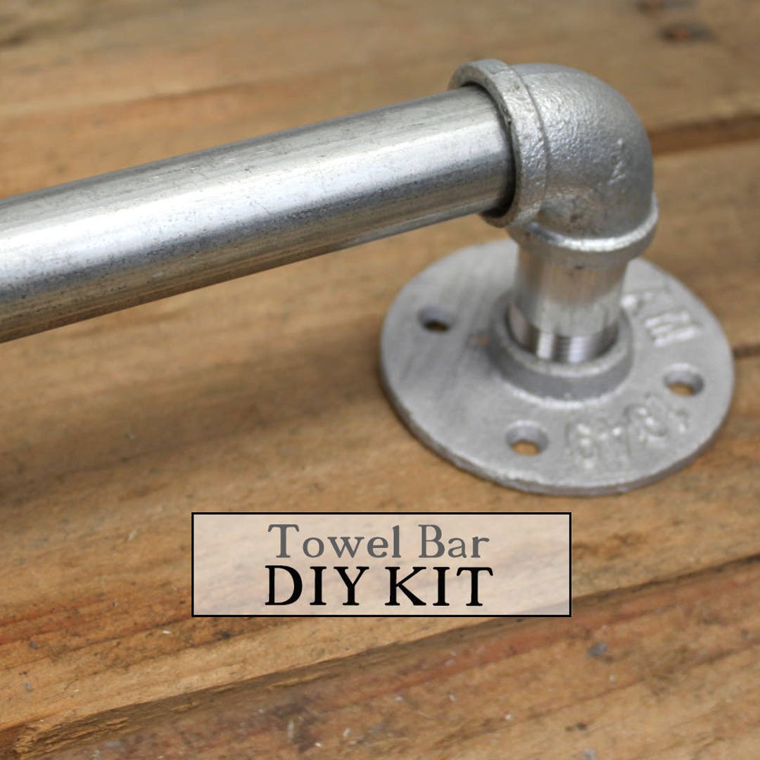 Industrial Pipe Hardware Towel Bar Kit 3/4 Diameter, Galvanized Etsy