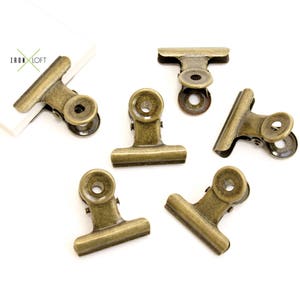 6 Metal Clips Antique Gold 31mm