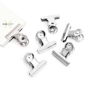 6 Metal Clips Shiny Silver 31mm