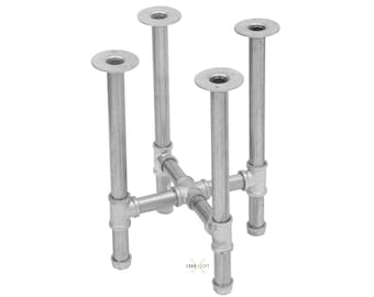 Industrial Pipe Side Table with Cross Piece Legs Kit - 1 Inch Pipe