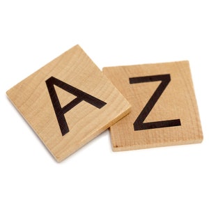 Azulejos de madera con letras cuadradas de 2" - Describa en las notas la designación de las letras (es decir, A-1, B-1, C-2...) *X está agotado