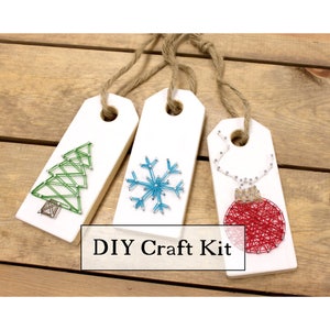 DIY Christmas String Art Kit Large Wood Tag -Snowflake, Tree, Ornament