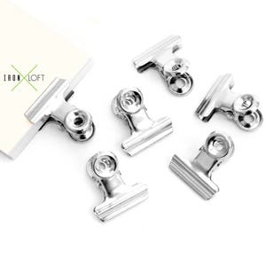 6 Metal Clips Shiny Silver 22mm