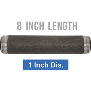 8 x Industrial 8&quot; Pipe Hardware - 1 Inch Dia, 8 x Flange (IRON OXIDE BLACK)
