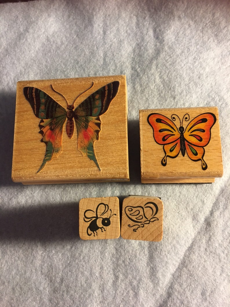 Stamps.4 Large,Medium, & Small.Butterflys, Bee, and Insect. image 1