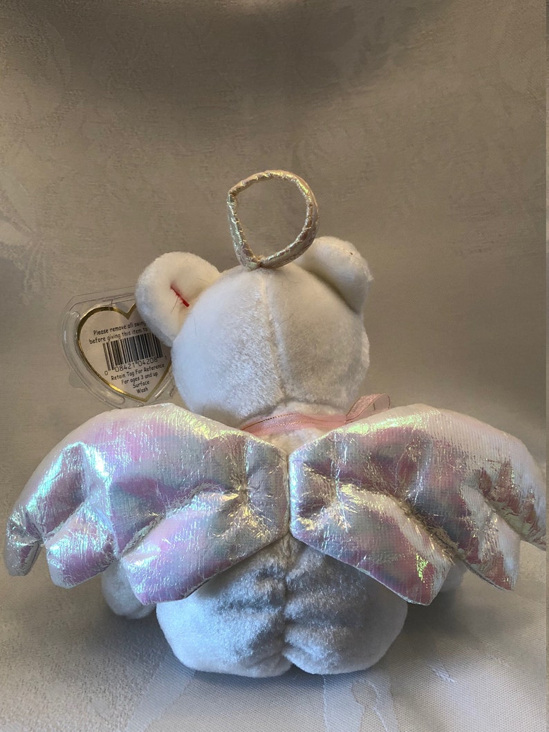 Halo Beanie Baby.Angel Bear.White Pink Bow Gold Halo and | Etsy