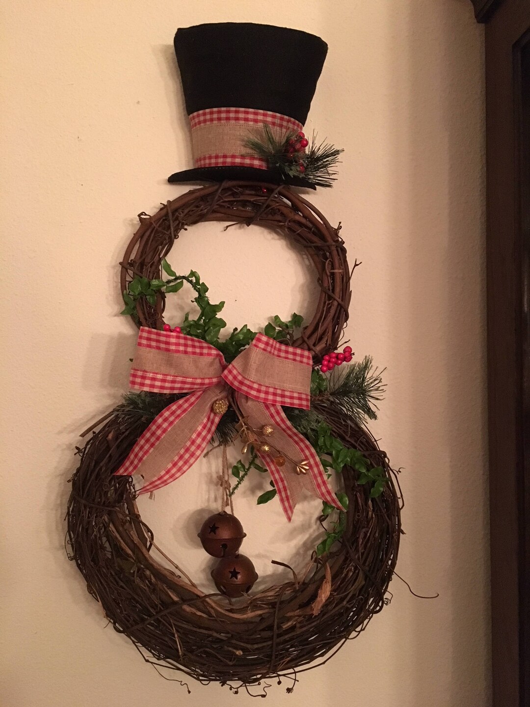 Snowman Wreath. Door Hanger.he Won't Melt! - Etsy