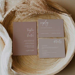 Terracotta Wedding Invitation Template | Minimalist Desert Wedding Invite | Burnt Orange Wedding Invite | Editable Rust Invite Template