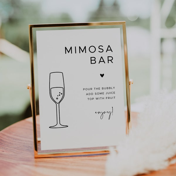 Mimosa Bar Sign Printable | Minimalist | Wedding Engagement Bridal Shower Bachelorette Hens Party Birthday | Instant Download 8x10 |