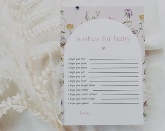 EMELINE | Wishes for Baby game, Little Wildflower, Wildflower, Boho Girl Baby Shower, Floral baby shower