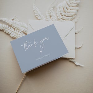 Blue Thank You Card, Oh Boy Baby Shower, Editable Template, Folded Note Card, Instant Download #010MB