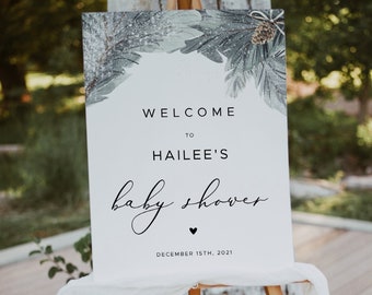 EVERLY| Winter Baby Shower Welcome Sign, Winter Baby Shower, Editable Baby Shower Welcome Sign, Christmas Baby Shower, Baby its cold outside