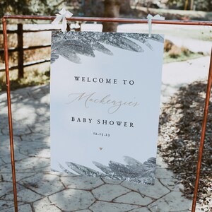 Winter Baby Shower Welcome Sign, Snow Winter Forest, Christmas Baby Shower, Gender Neutral, Editable Template | SNOW