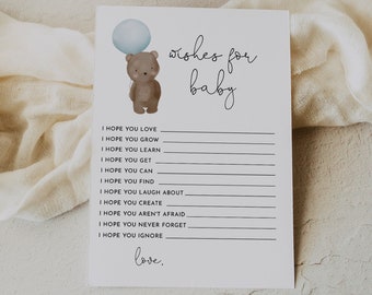 TEDDY | Bear Baby Shower Wishes for Baby Game, Wishes for Baby, Baby Shower Games, Baby Bear Shower