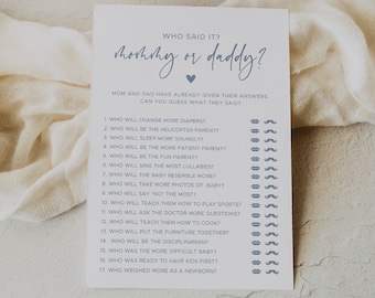 Who Said It  Mom or Dad Game, Printable Baby Shower Game, Mommy or Daddy, Fun Baby Shower Games #010MB