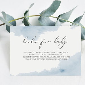 Blauwe babyshowerboeken voor babykaart, boeken voor baby inlegvel, boeken voor babyshoweruitnodiging #01BW