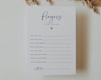 Prayers For Baby Card, Well Wishes for Baby, Blue Oh Boy Baby Shower, Printable Template, Templett, 5x7 #010MB