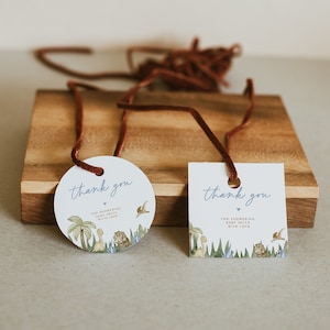 DINO | Thank You Tag, Baby Shower Favor Tag, Blue Baby Shower, Boy Baby Shower