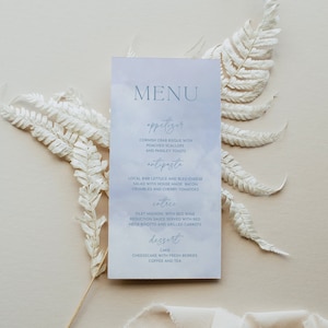 Cloud Blue Editable Menu Template, Cloud Editable, Digital Download | REESE