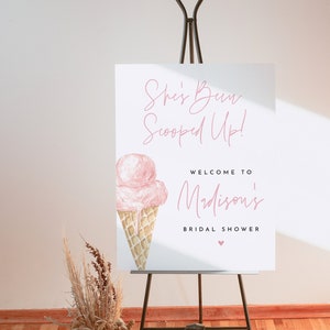 She&#39;s Been Scooped Up Bridal Shower Welcome Sign, Ice Cream Scoop Bridal Shower Theme, Ice Cream Bridal Shower, Pink Ice Cream CARRIE