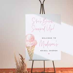 She's Been Scooped Up Bridal Shower Welcome Sign, Ice Cream Scoop Bridal Shower Theme, Ice Cream Bridal Shower, Pink Ice Cream CARRIE