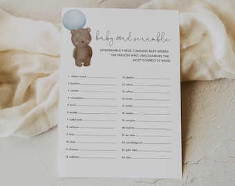 Gioco Baby Shower Word Scramble 20 Carte – Design Orsetto Unisex, Formato A6, Include Soluzioni Per L'host - 2