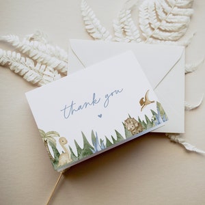 DINO | Dinosaurier-Babyparty-Dankeschön-Karte, Es ist eine Jungen-Dinosaurier-Babyparty, danke, bearbeitbare Vorlage, DIY-Babyparty-Dankeschön