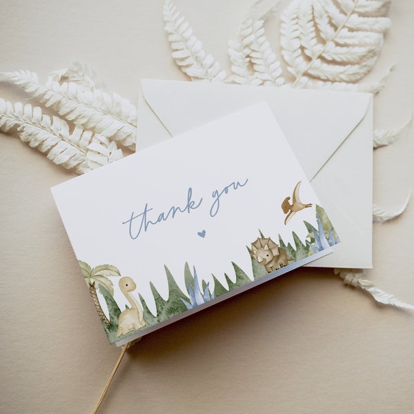 DINO | Dinosaur Baby Shower Thank You Card, It's a boy dinosaur baby shower, Thank You, Editable Template, DIY Baby Shower Thank You