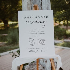 Minimalist Unplugged Ceremony Sign Template, Unplugged Ceremony Sign Printable Download, Wedding Unplugged Sign, Templett Signs #0511A