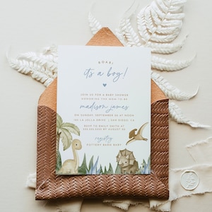DINO | Dinosaur Baby Shower Invitation, It&#39;s a boy dinosaur baby shower, invitation, Editable Template, DIY Baby Shower Invitation