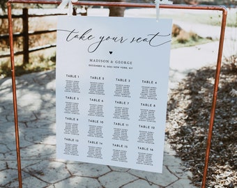 Classic Wedding Seating Chart Template, Elegant Wedding Seating Plan Sign, Printable, Editable, Templett INSTANT Download