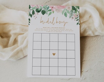 FLORA | Bridal Shower Bingo | Bridal Shower Games | Floral Blush Pink #011BG