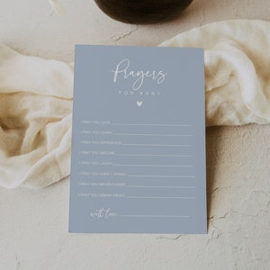 Gebeden voor babykaart, goede wensen voor baby, blauwe Oh Boy babyshower, afdrukbare sjabloon, Templett, 5 x 7 # 010 MB