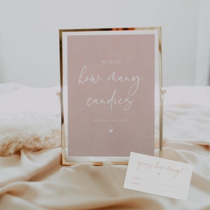 Blush Pink Guess How Many Candies Sign, Baby Shower Candy Game Sign, Minimalist, DIY Editable Template, INSTANT DOWNLOAD #022MP