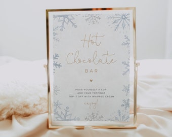 Hot Chocolate Bar Sign Template, Hot Cocoa Bar, Winter Onederland, Snowflake Baby Shower, First Birthday  | Ivy