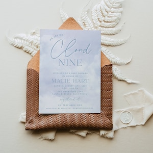 REESE | We Are on Cloud Nine Baby Shower Invitation, Cloud Editable, Digital Download