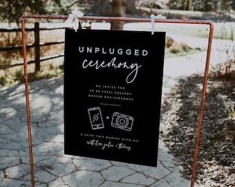 Minimalist Unplugged Ceremony Sign Template, Unplugged Ceremony Sign Printable Download, Wedding Unplugged Sign, Templett Signs #0511A
