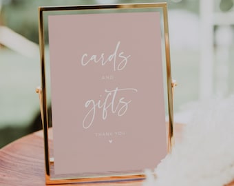 Cards & Geschenke Schild, Rosa Baby Shower, Druckbares Schild, Mädchen Baby Shower, Rosa Aquarell Baby Shower #022MP