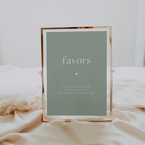 NOAH | Sage Green Favors Sign, Baby Shower Favors Sign, Minimalist, DIY Editable Template, Gender Neutral