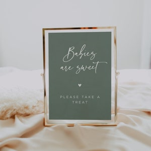 AVERY | Sage Green Babies Are Sweet Sign, Baby Shower Dessert Sign, Minimalist, DIY printable Template, Gender Neutral